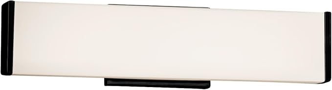 Fusion - Latitude 19" LED Linear Wall/Bath Light - Artisan Glass Shade in Opal - Matte Black Finish