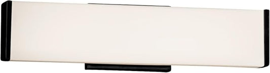 Fusion - Latitude 19" LED Linear Wall/Bath Light - Artisan Glass Shade in Opal - Matte Black Finish