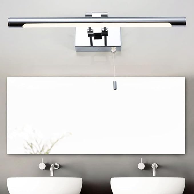 Bar LED Modern Bathroom Vanity Light 5W - Bathroom Lighting Fixture Over Mirror Lamp Chrome Finished Wall Sconces Make Up Vanity Light Fixtures with Pull Chain Switch On/Off, 13.77" 6000K