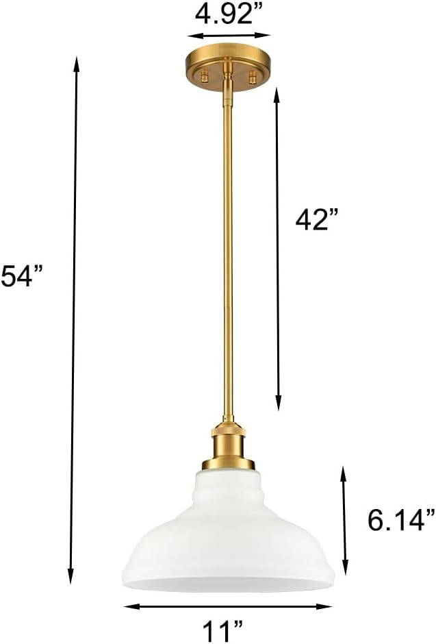 HOLKIRT Modern Pendant Light Fixtures Gold Pendant Lights Kitchen Island Hanging Lights for Bedroom Dining Room Bathroom with Dome Opal Glass,Adjustable Height