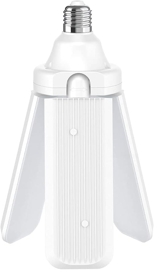 Feit Electric LED Garage Light, 3 Panel Adjustable Screw-in LED Shop Light Bulb, E26 Base, 4000 Lumens, Non-Dimmable, 5000k Daylight, Garage Ceiling Light, White, ADJ4000/5K/LED