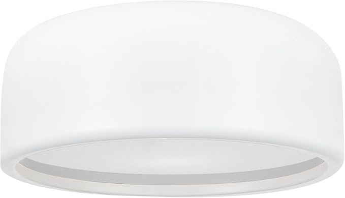 CWI Lighting 14" White Flush Mount Light for Hallway, Bedroom – 2-Light Drum Shade Design with E26 Bulb Base – LED Compatible, Soft Diffused Glow – BACL Certified