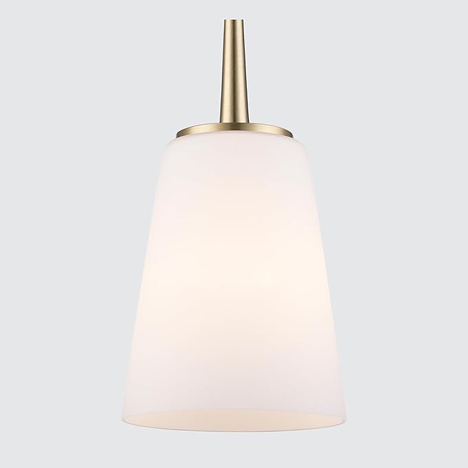 Montgomery 1-Light Pendant Light | Brushed Gold Finish with White Frosted Glass Shade | Adjustable Hanging Height to 82.75" | Uses E26 Medium Base Bulb (Gold, Pendant)