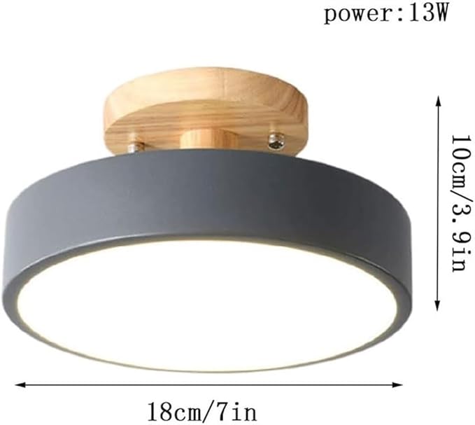 Close To Ceiling Lights Round Metal Three-Color Led Ceiling Light Minimalist Circle Wood Canopy Ceiling Lamp Semi Flush Mount Ceiling Light Fixtures for Restaurant Living Room Kitchen Entry Hallway Ba