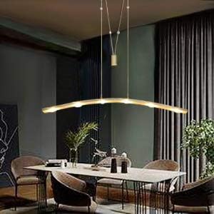 YIFONTIN LED Island Lights Adjustable Height Pendant Hanging Chandelier with Pulley System 27W Warm Lamp 47.5" Width for Kitchen Dining Study Room Restaurant Dorms Office, Brushed Aluminum.