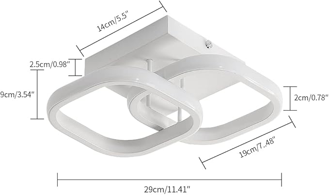 Hallway Light Square LED Ceiling Lights 9 Inch Small White Acrylic Modern Ceiling Light for Bedroom Bathroom Kitchen Balcony Corridor Stair Aisle(Cool White)