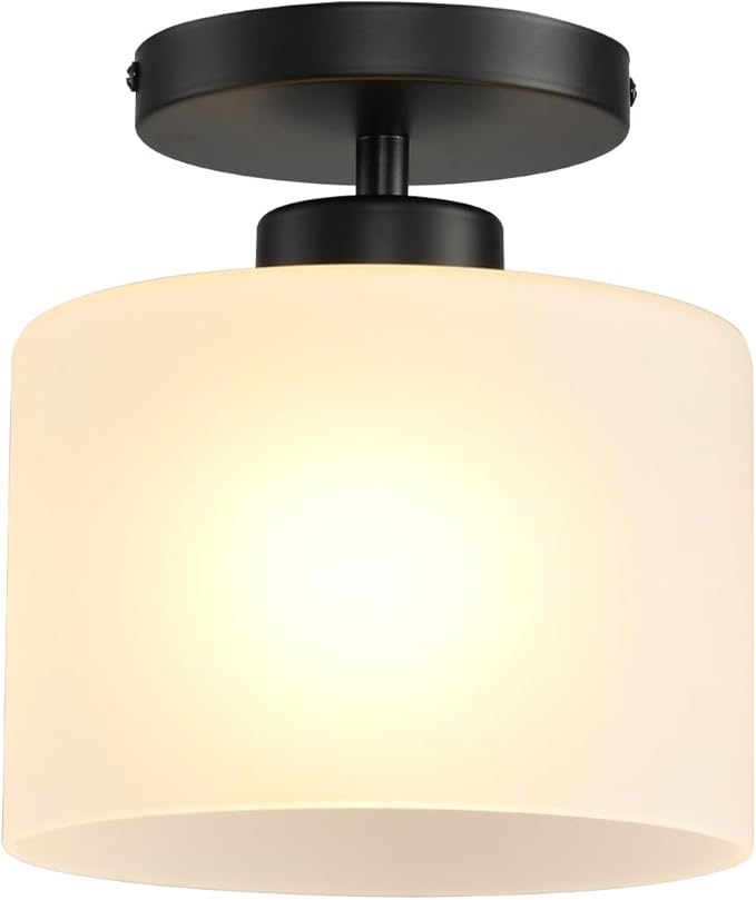 Semi Flush Mount Ceiling Light, Modern Kitchen Lighting Fixtures Ceiling, Rustic Ceiling Light Fixtures, Ceiling Lights with Glass Shade for Hallway Foyer Entryway Bedroom