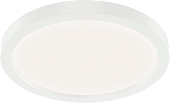 KICHLER Ara 9.02" Modern Minimal Round LED Flush Mount in White, for Damp Indoor Locations, Main Light Source, Integrated LED, Edge-Lit Technology, 1100 Lumens, Dimmable to 10%, 53009WH30
