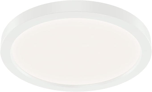 KICHLER Ara 9.02" Modern Minimal Round LED Flush Mount in White, for Damp Indoor Locations, Main Light Source, Integrated LED, Edge-Lit Technology, 1100 Lumens, Dimmable to 10%, 53009WH30