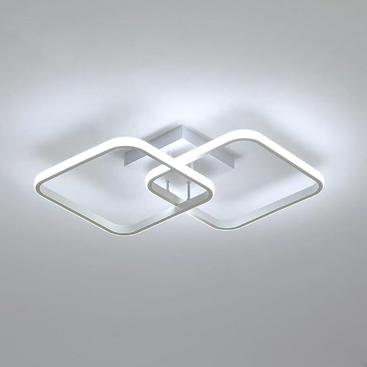 Modern LED Ceiling Light Fixture, 6500K Cool White 50W Square Flush Mount Ceiling Lights for Bedroom, Living Room, Kitchen, Study