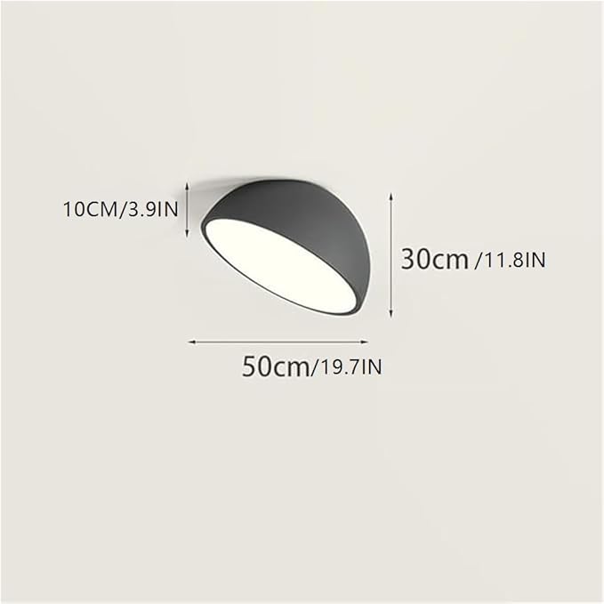 KISAD Modern and Minimalism Semi-Circular Ceiling Lights Iron Body Semi Flush Mount Ceiling Lamp Available in Black and White Three-Color Mode Ceiling Light Fixture for Bedroom(Black,50CM/19.7IN)