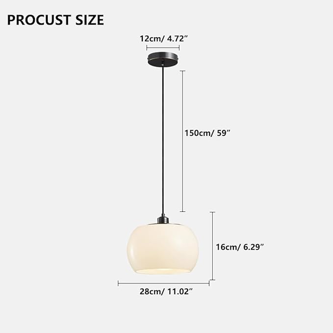 Black Pendant Lights Milk Glass Globe Pendant Lamps Adjustable 1-Light Vintage Mid Century Hanging Pendant Lights for Kitchen Island Over Table, Farmhouse Ceiling Hanging Fixtures