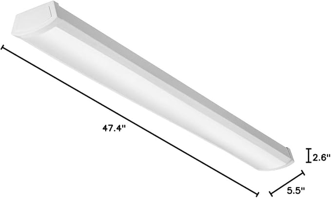 Lithonia Lighting 4 Foot LED Light Fixture, Low-Profile LED Wraparound Flush Mount Ceiling Light, 3000K Warm White, 120V, 48-Inch (FMLWL 48 830)