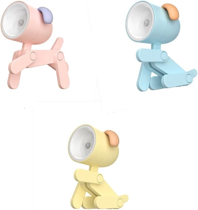 Cute Night Light for Kids, Adorable Mini Led Table Desk Lamp, Decorative Lamp Nightstand, Animal Pet Nightlights, Christmas Decorate Birthday Gifts for Children, Students (Dog 3 Colors-A)