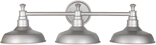 Design House 520312 Kimball Industrial Farmhouse 3-Light Indoor Bathroom Vanity Light with Metal Shades for Over the Mirror, Galvanized Paint