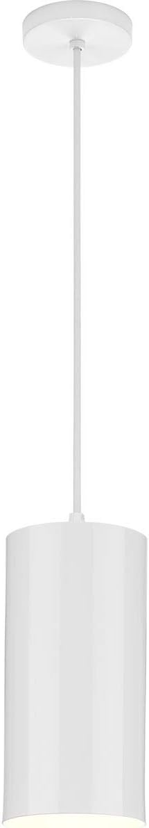 Progress Lighting 1-Light Modern Outdoor Hanging Pendant Light, 6-Inch, Cylinder Collection, Indoor & Outdoor, White (P500356-030)