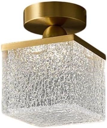 KISAD Nordic Bedroom Semi Flush Mount Ceiling Light Fixtures Modern Minimalist Hallway LED Close to Ceiling Lamp for Entryway Balcony(Clear,Square)