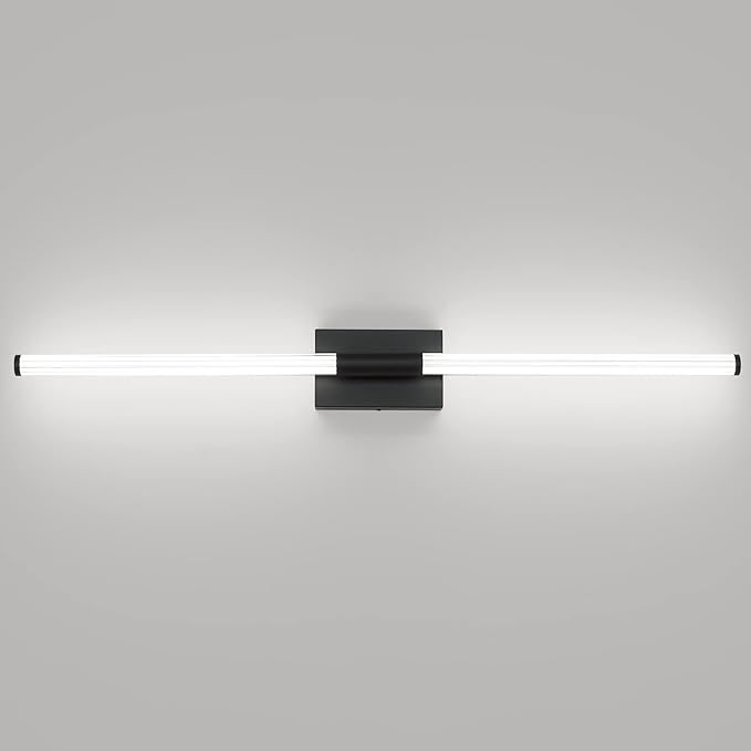 Modern LED Vanity Light, 360° Full Lighting Bathroom Light Fixture Over Mirror, 32W 5500K Cool White, Hardwired Wall Sconce, 40 Inch, Balck