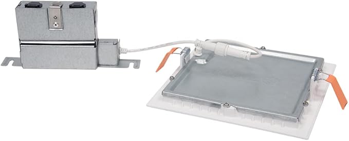 HALO HLB 6 in Square Canless Ultra-Thin LED Recessed Lighting Wafer Light, 900 Lumens, 5 Selectable Color Temperatures 2700K-5000K, Wet Rated, Energy Star Certified for Ceiling and Shower