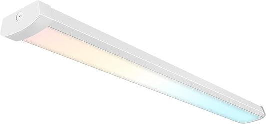 hykolity 4FT LED Flush Mount Wraparound Light Fixture with 3 Wattages/3 Lumens/3 CCT Selectable, 55W/65W/75W, 5500lm/6500lm/7500lm, 3000K/4000K/5000K, for Garage, Office, Kitchens, ETL - 1 Pack