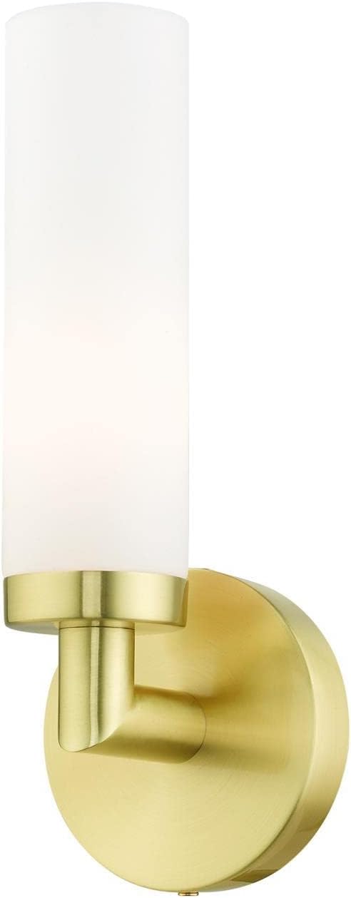 Livex Lighting Aero 1 Light Wall Sconce Satin Brass Finish, 4.25 x 11