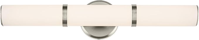 Kichler Rosh 24.25" LED Bathroom Vanity Light Fixture with White Glass in Brushed Nickel, Modern Minimalist Bath Bar for Mirror Lighting (24.25" W x 5" H), 55188NILED