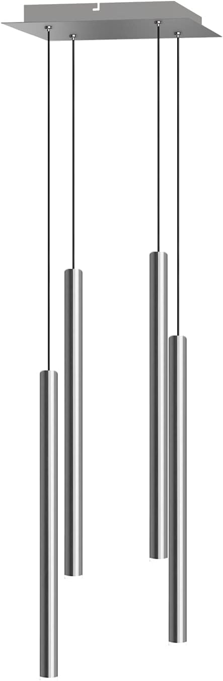 CANALIS 4 Mini Pendant Lighting Nickel - LED Hanging Light Fixture for Kitchen Island, Bar, Foyer - Cluster Pendants - Dimmable, Adjustable Wire, Lamp Bulb Included