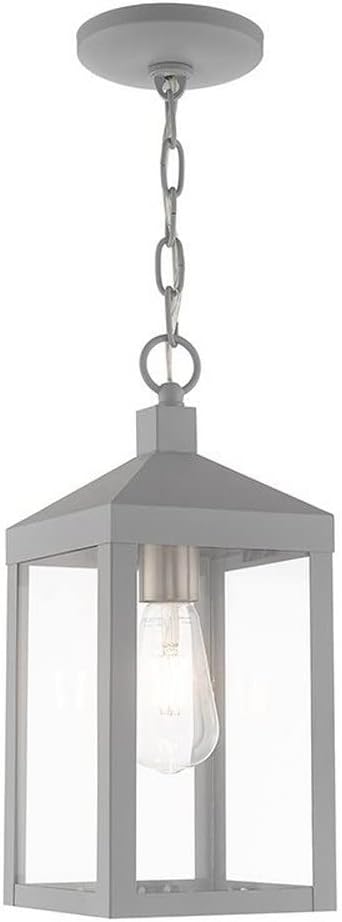 Livex Lighting 20591-80 Nyack - One Light Outdoor Hanging Lantern, Nordic Gray Finish with Clear Glass