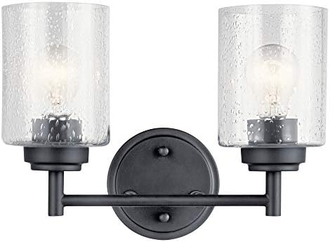 KICHLER 45885BK Winslow Vanity, 2-Light 150 Total Watts, Black, 12.75"