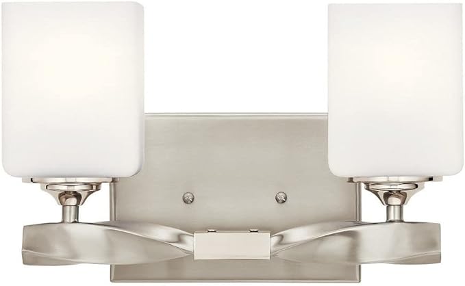 KICHLER Marette 13.5 " 2 Light Vanity Light with Satin Etched Cased Opal Glass in Brushed Nickel