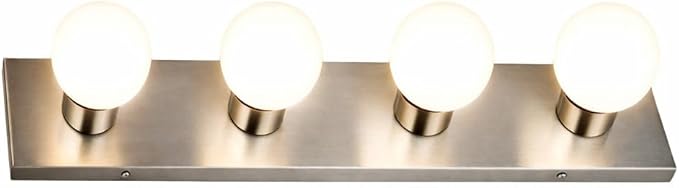 Design House 519298 Contemporary 4-Light Indoor Vanity Light Dimmable for Bathroom Bedroom Vanity Makeup, Satin Nickel