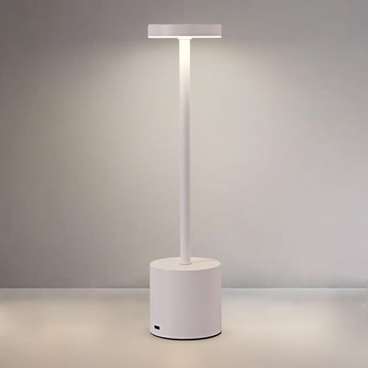 Rechargeable Cordless Table Lamp,Portable Outdoor 5000mAh Battery Operated LED Table Light Touch Control 3 Color Dimmable for Bedroom,Patio,Cofee,Camping,Dining,Restaurant&Livingroom-White