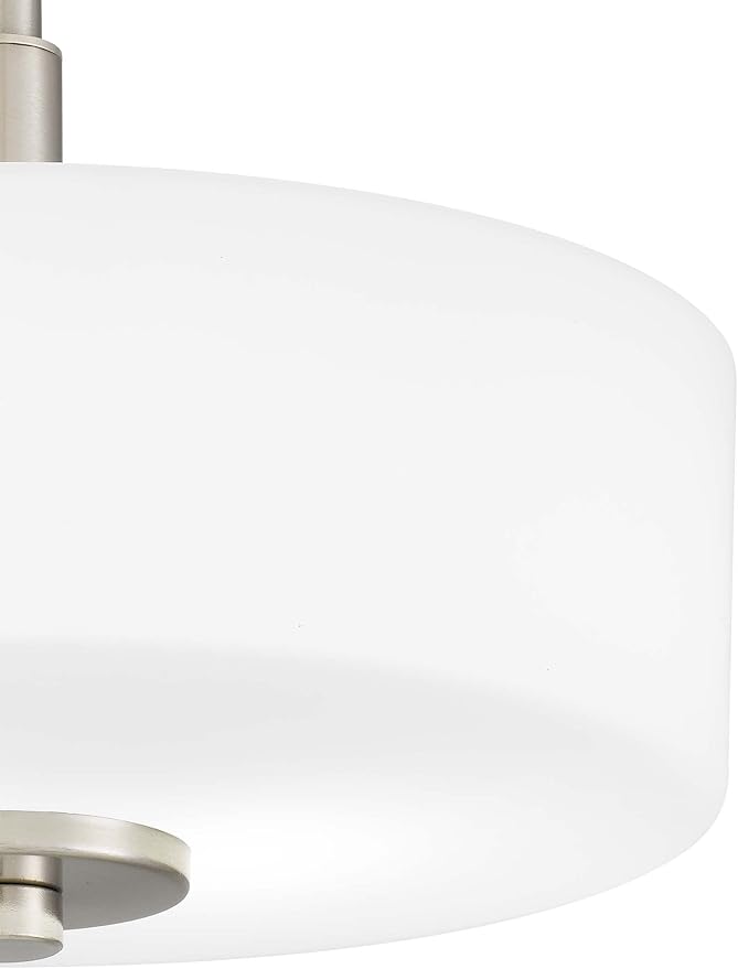 Tawson Abra 2-Light Semi Flush Mount Light with Etched Glass in Drump Shade Brushed Finish for Hallway, Entryway, Passway, Dining Room, Bedroom, Garage, Kitchen Island, Balcony