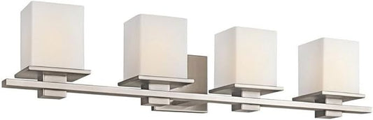 Kichler Tully 32" 4 Light Vanity Light with Satin Etched Cased Opal Glass Antique Pewter