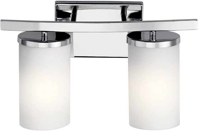 KICHLER Crosby 15" 2 Light Vanity Light Satin Etched Cased Opal Chrome