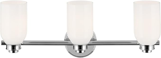 Kichler Shae 24.25" 3-Light Bathroom Vanity Light Fixture with White Opal Glass in Chrome for Over Mirror Lighting, Modern Wall Mount Vanity Lights (24.25" W x 9" H), 55202CH