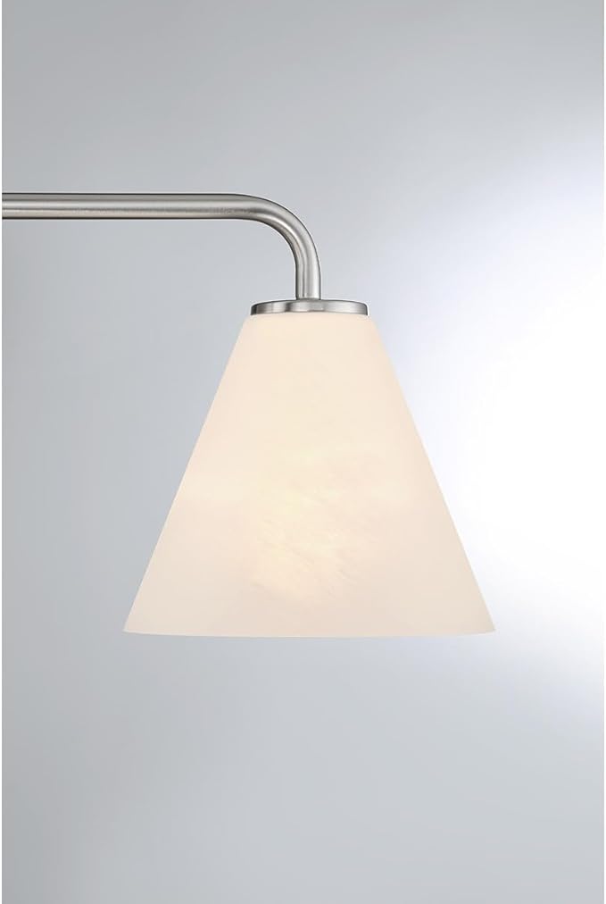 Savoy House 8-2988-3-SN Blair Traditional Vintage White Strie Glass Bathroom Vanity Wall Light, 3-Light 180 Total Watts, 8" H x 26" W, Satin Nickel