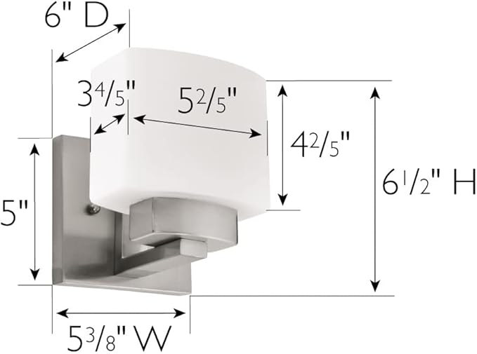 Design House Dove Creek Wall Light Sconce, Satin Nickel Finish, Frosted Glass, Dimmable, for Hallway, Bathroom, Foyer, Bedroom – Design House, 577981