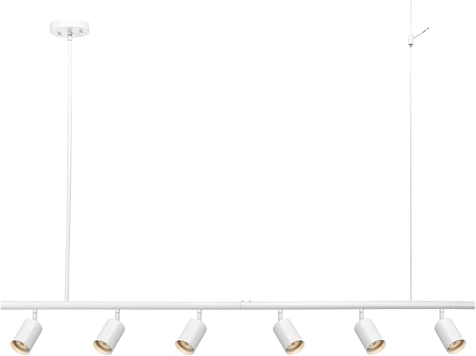 Globe Electric 64000124 55" 6-Light Adjustable Height Track Lighting, Matte White, Pivoting Heads, Modern Ceiling Light for Kitchen, Hallway or Dining Room, Dimmer Switch Compatible