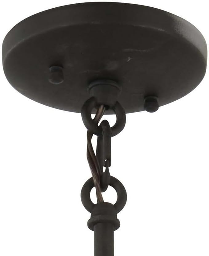 GEORGE KOVACS P1356-618 Alluria Pendant, 6-Light, 450 Total Watts, 9.75-in H x 27-in W, Weathered Black with Autumn Gold