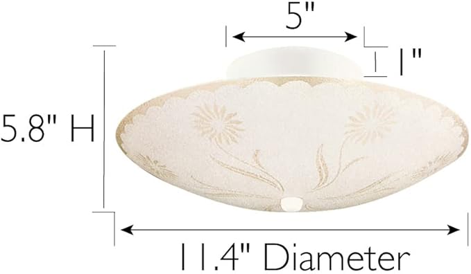 Design House 501619 Traditional 2-Light Indoor Semi-Flush Ceiling Mount Dimmable Frosted Glass for Bedroom Hallway Kitchen Dining Room, White