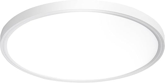 DLLT Flush Mount Ceiling Light: 12 Inch Kitchen Lighting Fixtures Ceiling - 24W Surface LED Light Fixtures for Bedroom Hallway Garage - White Round 5 Color Temperatures (2700K-6000K) Ceiling Light