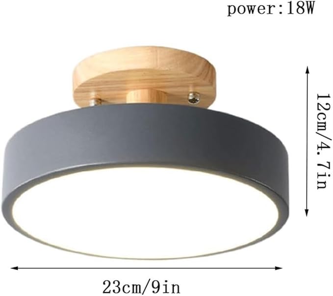 Close To Ceiling Lights Round Metal Three-Color Led Ceiling Light Minimalist Circle Wood Canopy Ceiling Lamp Semi Flush Mount Ceiling Light Fixtures for Restaurant Living Room Kitchen Entry Hallway Ba