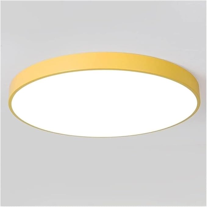 Minimalist Ceiling Lamp Round Ultra Thin Three Color Dimmable Flush Mount Sleek Modern Lighting Fixture for Bedroom Kitchen Corridor Livingroom Hallway(Yellow,15.7in)