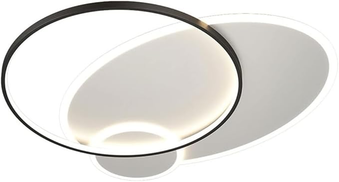 Modern Minimalist Flush Mount Ceiling Light Ultra Thin Three Color Dimmable Recessed Lamp for Bedroom Living Room Study(Black,19.7in)
