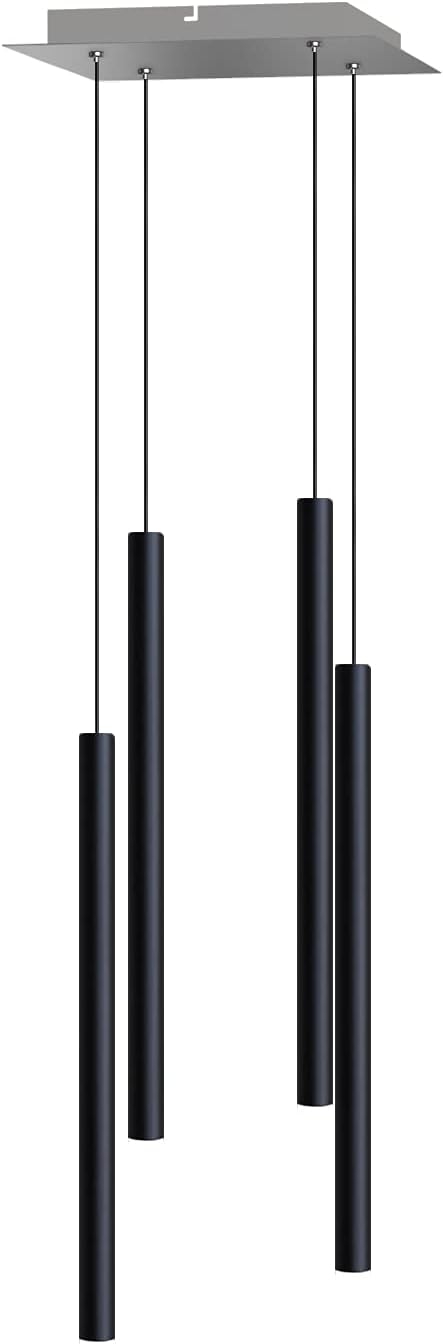 CANALIS 4 Mini Pendant Lighting Black - LED Hanging Light Fixture for Kitchen Island, Bar, Foyer - Cluster Pendants - Dimmable, Adjustable Wire, Lamp Bulb Included