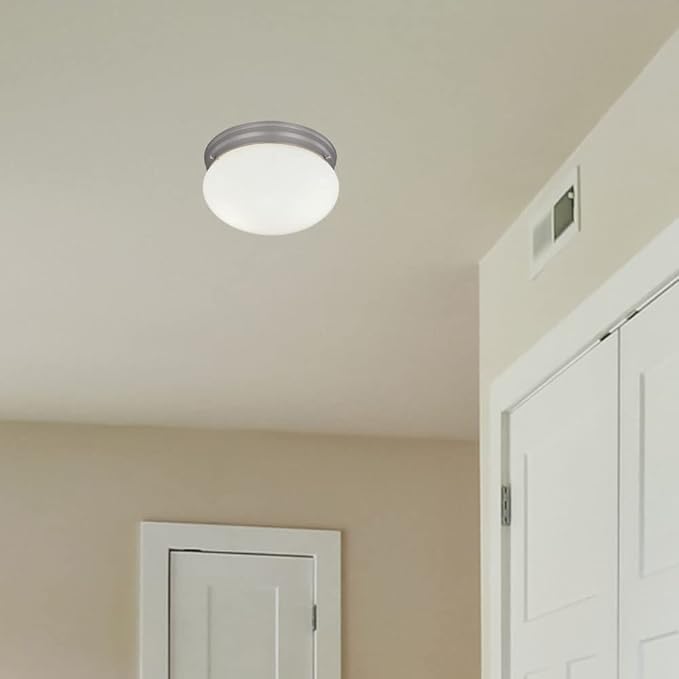 Designers Fountain 9 in 2-Light Flush Mount Ceiling Light with Frosted Glass Shade, Pewter, 4732-PW