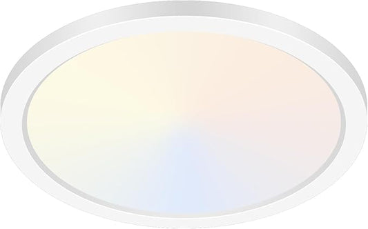 hepside 12Inch LED Flush Mount Ceiling Light Fixture 5CCT 24W 2800LM Closet Light Fixture,Small Round Slim Surface Ceiling Lamp for Hallway,Bathroom,Bedroom,Kitchen,Interior