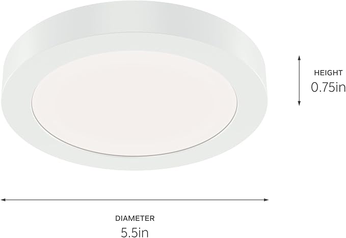 KICHLER Ara 5.32" Modern Minimal Round LED Downlight in White, for Wet Indoor Locations, Supplemental Lighting, Integrated LED, Edge-Lit Technology, 750 Lumens, Dimmable to 10%, 53005WH30