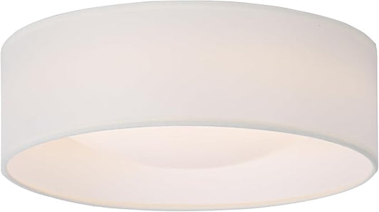 CALOKES 13" White Fabric Flush Mount Ceiling Light, 24W 3000K LED Closed to Ceiling Light Fixture with Classic Linen Drum Design for Bedrooms, Kitchen, Dining Room, Hallway